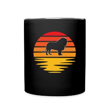 Löwe Retro - Tasse einfarbig - Schwarz - Vorne