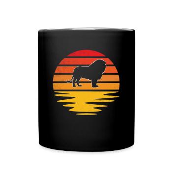 Löwe Retro - Tasse einfarbig - Schwarz - Vorne