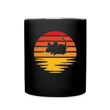 Maus Retro - Tasse einfarbig - Schwarz - Vorne
