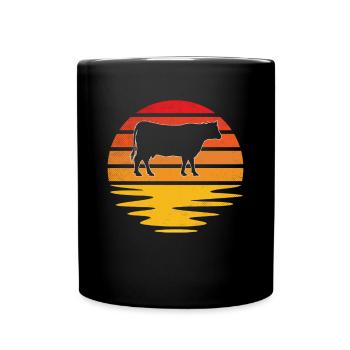 Kuh Retro - Tasse einfarbig - Schwarz - Vorne