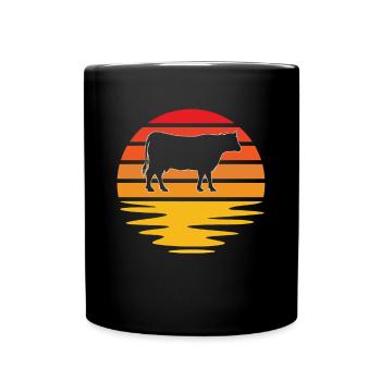 Kuh Retro - Tasse einfarbig - Schwarz - Vorne