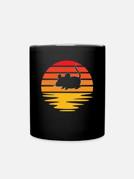 Maus Retro - Tasse einfarbig - Schwarz