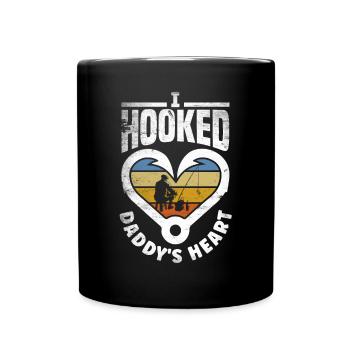 I Hooked Daddy's Heart Fishing Father's Day - Tasse einfarbig - Schwarz - Vorne