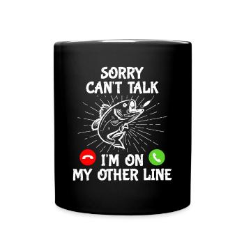Funny Fishing I'm On My Other Line Fisherman Bass - Full Colour Mug - black - Front