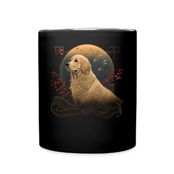 Golden Retriever Gift Dog Japan Style Anime - Full Colour Mug - black - Front