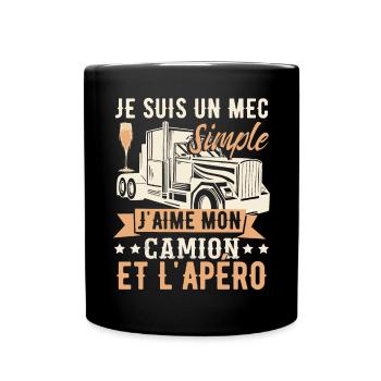 Camionneur | Routier | Poids Lourd | Camion - Mug uni - noir - Devant