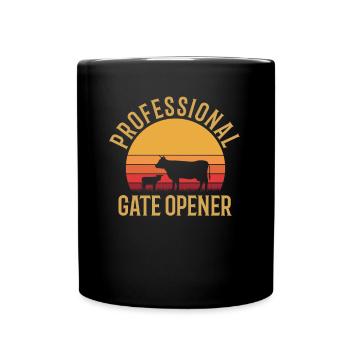professional gate opener, cow Gate opener - Tasse einfarbig - Schwarz - Vorne