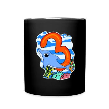 3 Jahre alt - 3. Geburtstag mit Tier Motiv - Tasse einfarbig - Schwarz - Vorne