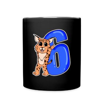 6 ans - 6ème anniversaire avec motif animal - Mug uni - noir - Devant
