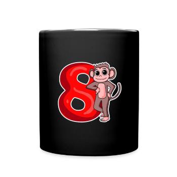 8 Jahre alt - 8. Geburtstag mit Tier Motiv - Tasse einfarbig - Schwarz - Vorne