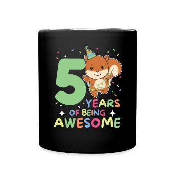 Squirrel for 5th birthday children five years - Full Colour Mug - black - Front