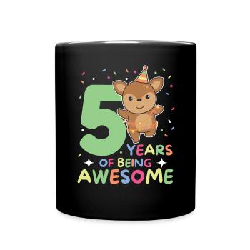 Deer for 5th birthday Children five years old - Full Colour Mug - black - Front