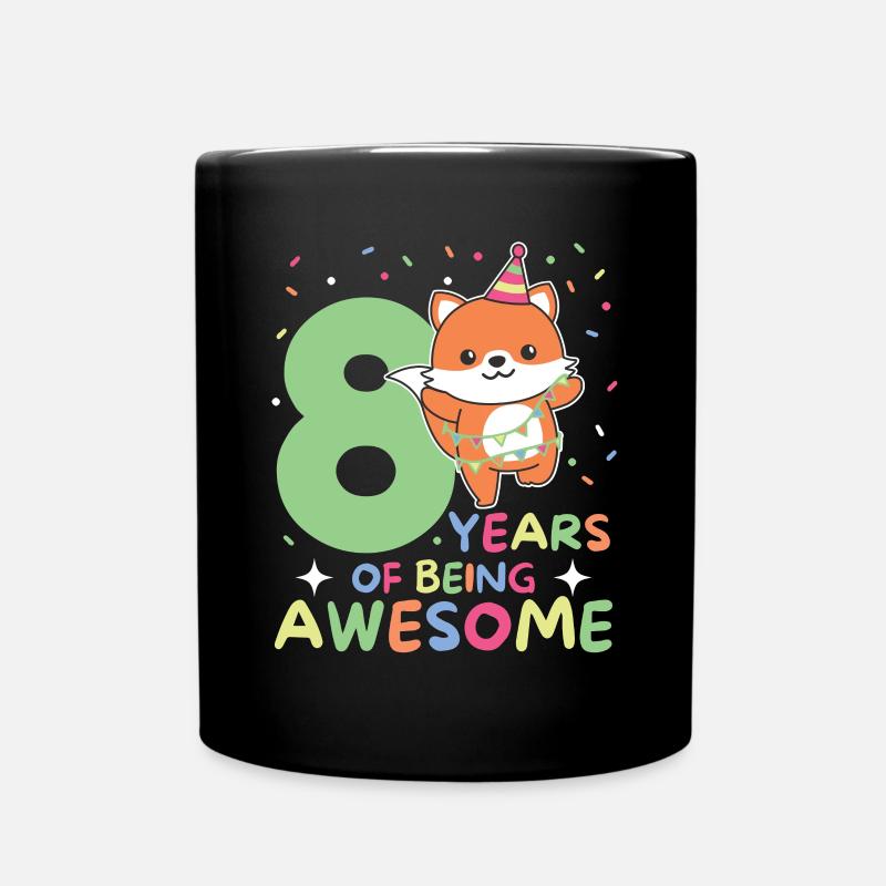 Fuchs zum 8. Geburtstag Kinder acht Jahre alt - Tasse einfarbig - Schwarz