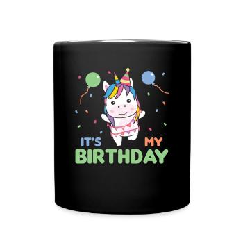 Unicorn for children's birthday it's my birthday - Full Colour Mug - black - Front
