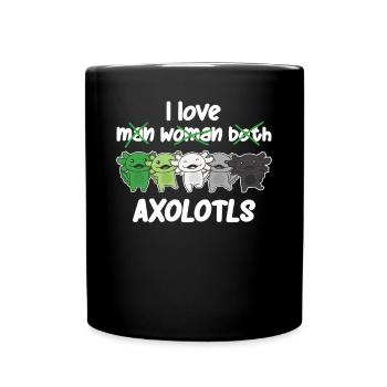 Aromantic Flag Pride LGBTQ süße Axolotl - Tasse einfarbig - Schwarz - Vorne