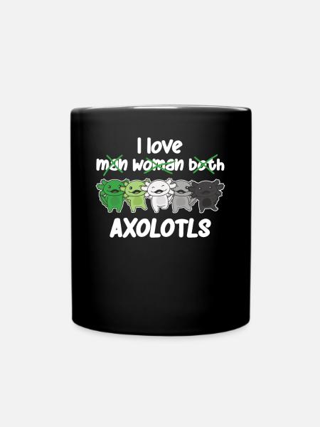 Aromantic Flag Pride LGBTQ süße Axolotl - Tasse einfarbig - Schwarz