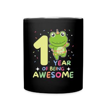 Grenouille pour le 1er anniversaire des enfants d’un an - Mug uni - noir - Devant