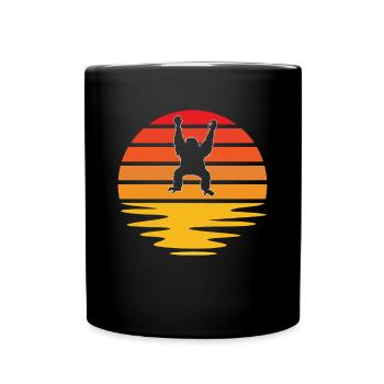 Gorilla Retro - Tasse einfarbig - Schwarz - Vorne