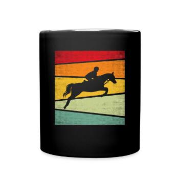Pferd Retro - Tasse einfarbig - Schwarz - Vorne