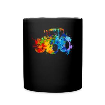 Splash Tractor Farming Farmer Farm Tractor - Full Colour Mug - black - Front