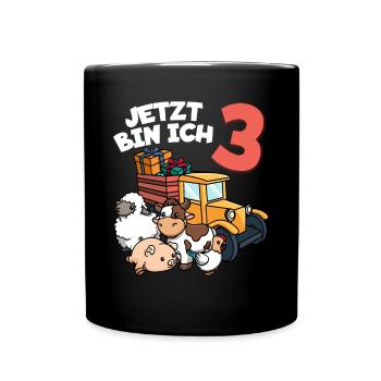 Ich bin schon 3 Traktor 3. Geburtstag - Tasse einfarbig - Schwarz - Vorne