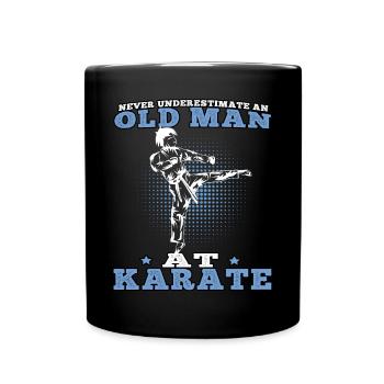 Old Man at Karate Karateka Asian Martial Arts - Full Colour Mug - black - Front