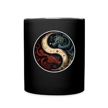 Chinesisch China Drachen Meditation Yoga Abstrakt - Tasse einfarbig - Schwarz - Vorne