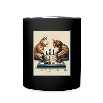 Cats Chess Kitten Chess Player Queen King - Full Colour Mug - black - Front