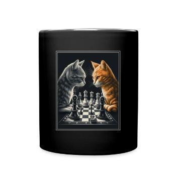 Cats Chess Kitten Chess Player Queen King - Full Colour Mug - black - Front