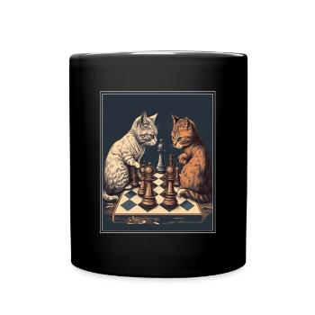 Cats Chess Kitten Chess Player Queen King - Full Colour Mug - black - Front