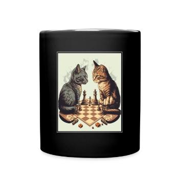 Cats Chess Kitten Chess Player Queen King - Full Colour Mug - black - Front