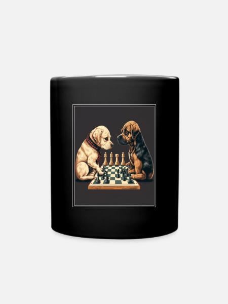Hund Labrador Schach Schachspieler Dame König - Tasse einfarbig - Schwarz