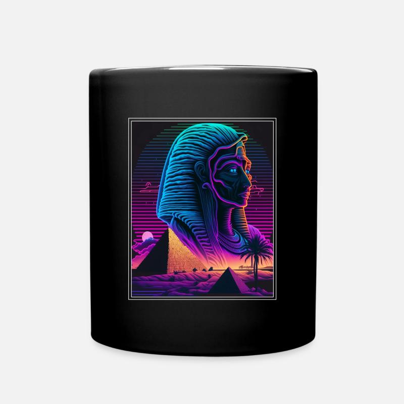 Vaporwave Retro Ägypten Gott Pyramiden Neon - Tasse einfarbig - Schwarz