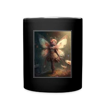 Cottagecore Fairy Fairy Forest Flowers Butterfly - Full Colour Mug - black - Front