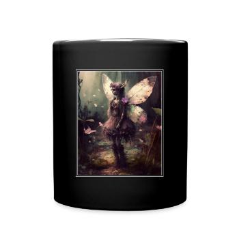 Cottagecore Fairy Fairy Forest Flowers Butterfly - Full Colour Mug - black - Front