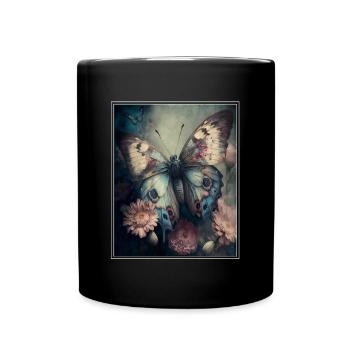Cottagecore Fairy Elf Woodland Flowers Butterfly - Full Colour Mug - black - Front