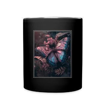 Cottagecore Fairy Fairy Forest Flowers Butterfly - Full Colour Mug - black - Front