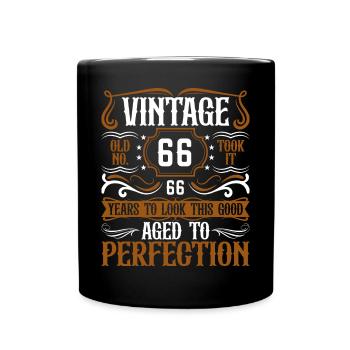 66. Geburtstag Vintage Retro - Tasse einfarbig - Schwarz - Vorne
