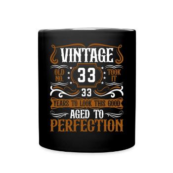 33. Geburtstag Vintage Retro - Tasse einfarbig - Schwarz - Vorne