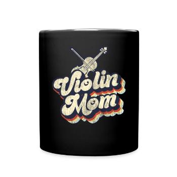 Violon Violoniste Maman Rétro Vintage - Mug uni - noir - Devant