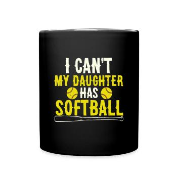 Je ne peux pas ma fille a un père de softball et maman mothe - Mug uni - noir - Devant