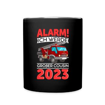 Children's Alarm I'm going to be Big Cousin 2023 - Full Colour Mug - black - Front