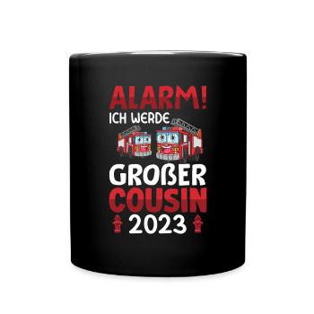 Children's Alarm I'm going to be Big Cousin 2023 - Full Colour Mug - black - Front