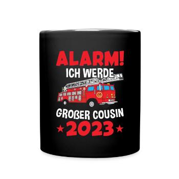 Children's Alarm I'm going to be Big Cousin 2023 - Full Colour Mug - black - Front