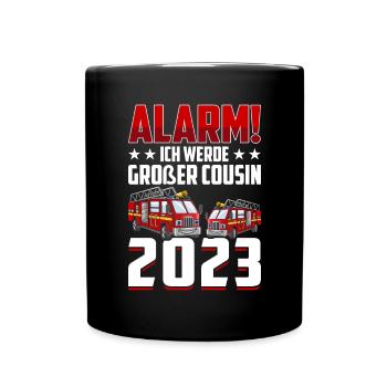 Children's Alarm I'm going to be Big Cousin 2023 - Full Colour Mug - black - Front