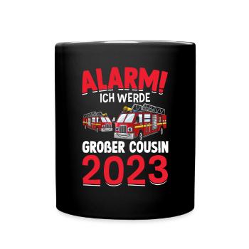 Children's Alarm I'm going to be Big Cousin 2023 - Full Colour Mug - black - Front