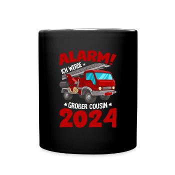Children's Alarm I'm going to be a Big Cousin 2024 - Full Colour Mug - black - Front