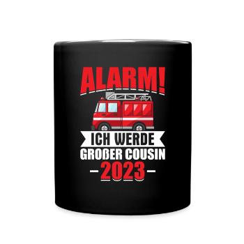 Children's Alarm I'm going to be Big Cousin 2023 - Full Colour Mug - black - Front