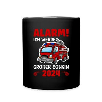 Children's Alarm I'm going to be a Big Cousin 2024 - Full Colour Mug - black - Front