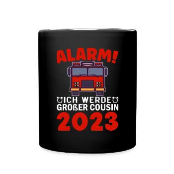 Children's Alarm I'm going to be Big Cousin 2023 - Full Colour Mug - black - Front